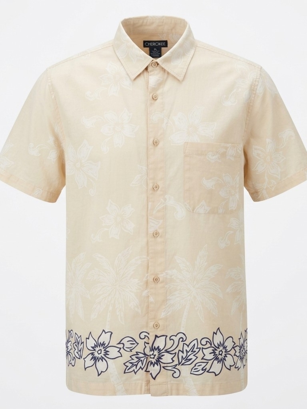 Cherokee‎ Men's Floral Palm Tree Hawaiian Button Up Shirt Size Medium